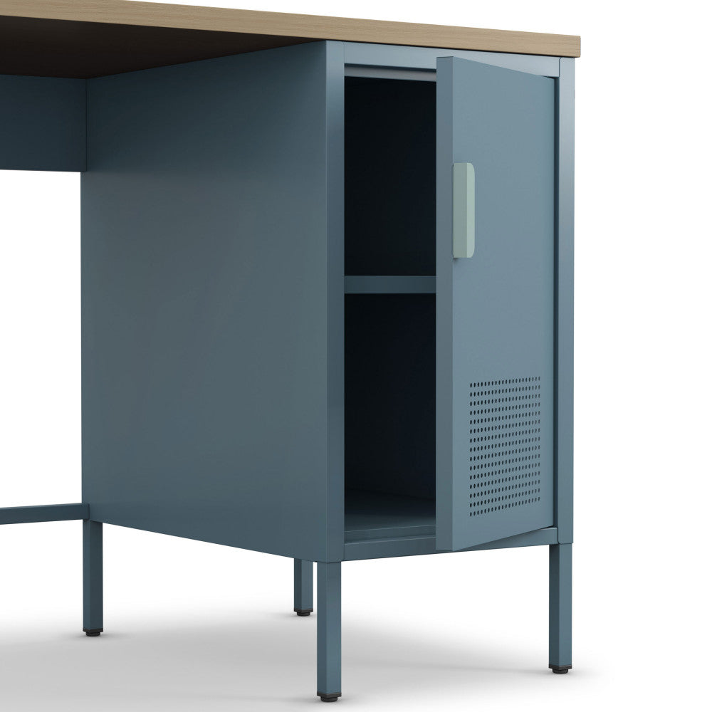 Adel - 1-Door Desk - Metal - Glacier Blue