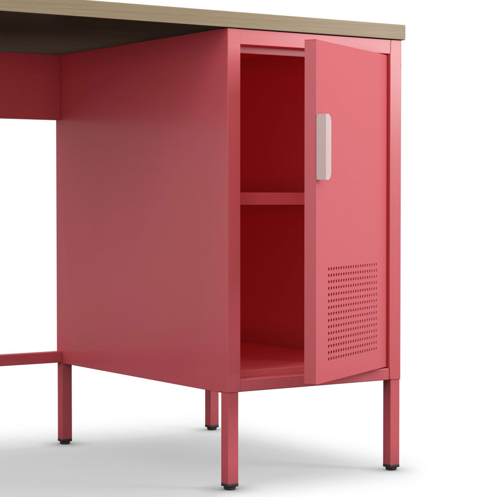 Adel - Bureau 1 Porte - Métal - Rose