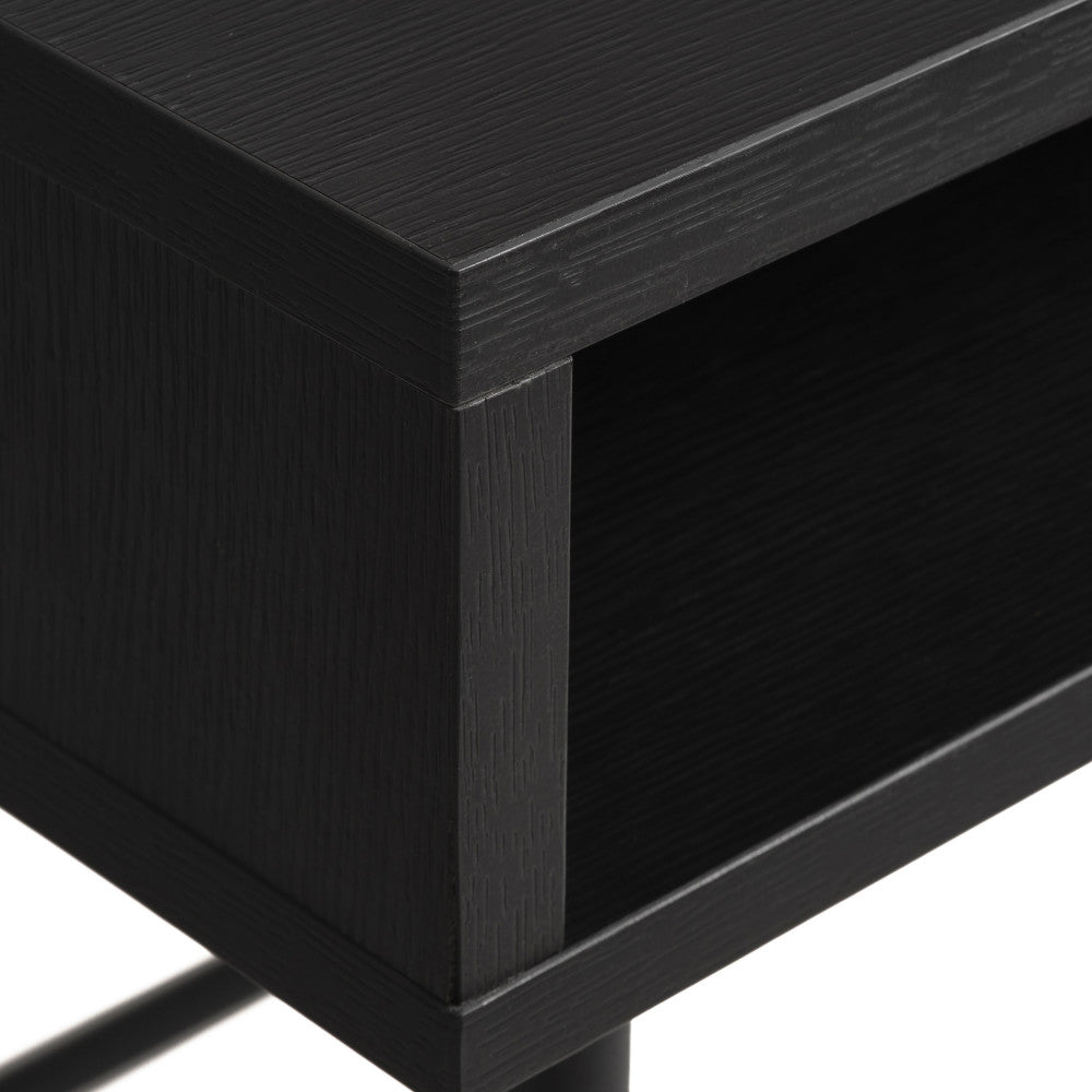 Rinto - Desk, 1 Drawer, 1 Compartment - Wood and Metal - Black