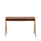 Compartment - Desk - Wood, 3 Compartments - Brown