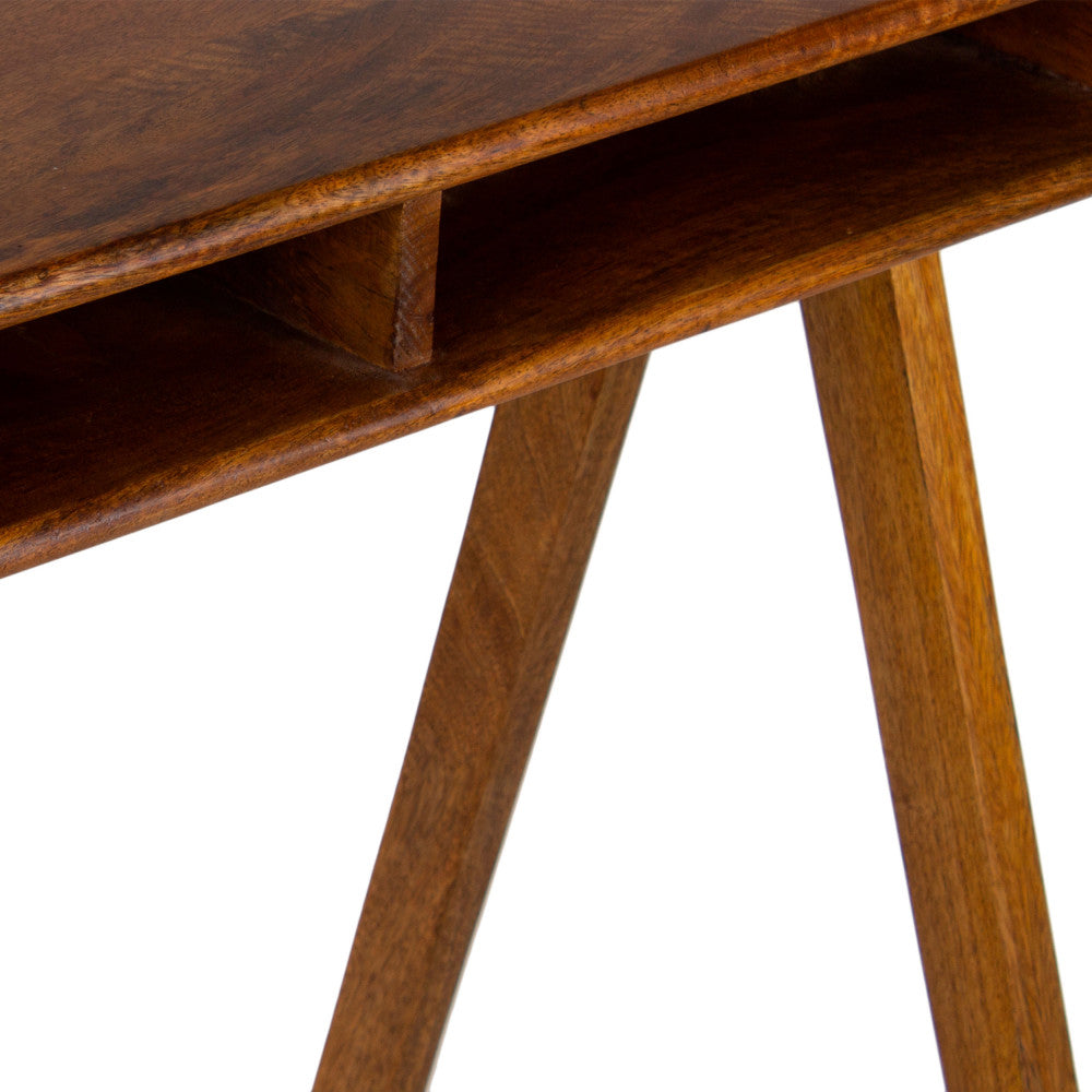 Compartment - Desk - Wood, 3 Compartments - Brown