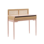 Lilou - Escritorio infantil con 1 cajón - Madera y rejillado - Rosa