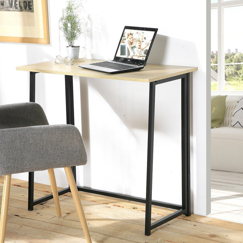 Bureau Pliable Style Industriel - Décor Bois