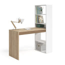 Bureau Réversible Avec Étagère De Rangement - Décor Chêne Clair