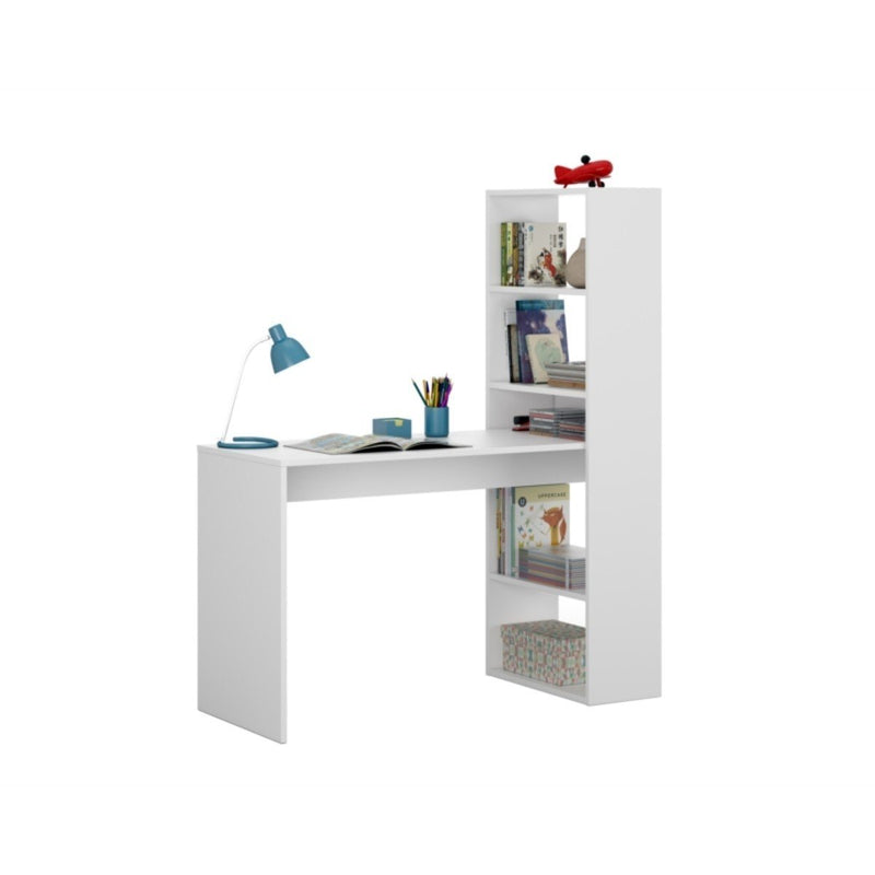 Bureau Réversible Avec Étagère De Rangement - Blanc