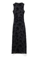 Robe Longue À Col Cheminée Burn Out Noir
