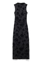 Vestido Largo de Cuello Chimenea Burn Out Negro