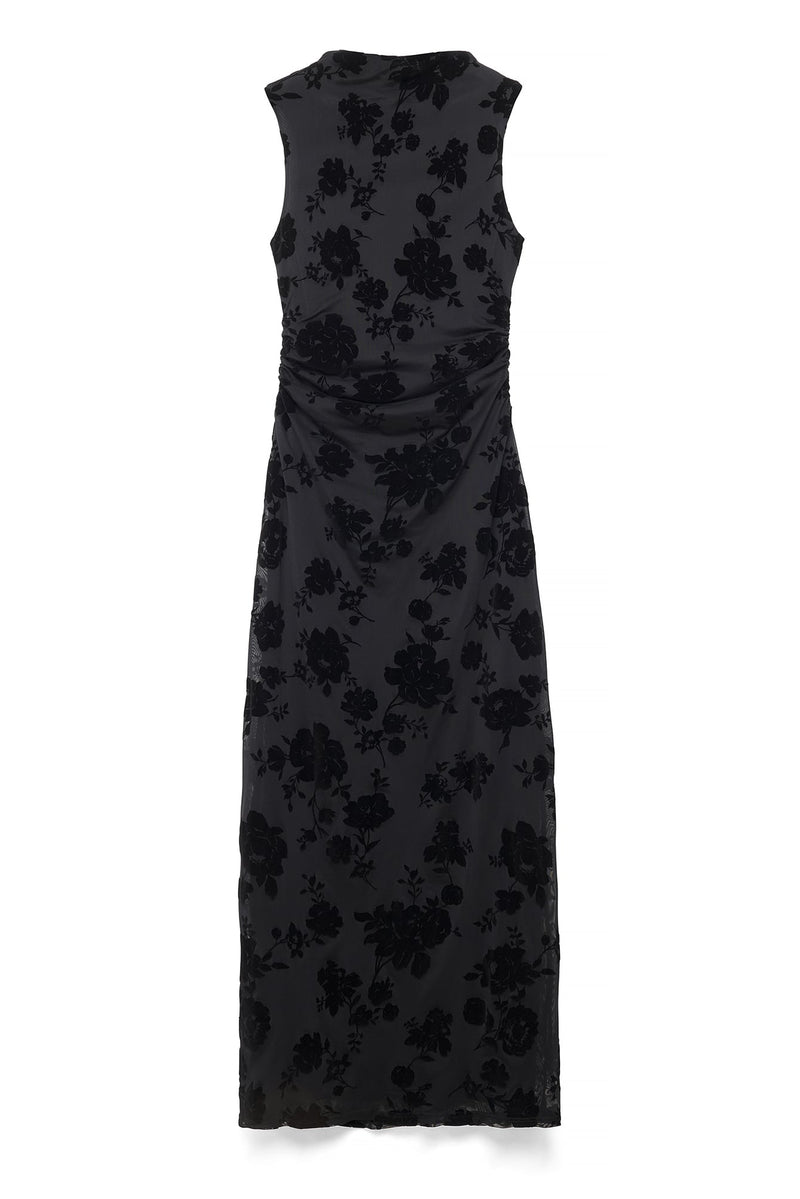 Robe Longue À Col Cheminée Burn Out Noir