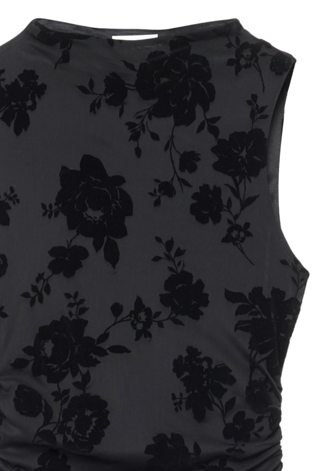 Vestido Largo de Cuello Chimenea Burn Out Negro