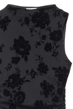 Vestido Largo de Cuello Chimenea Burn Out Negro