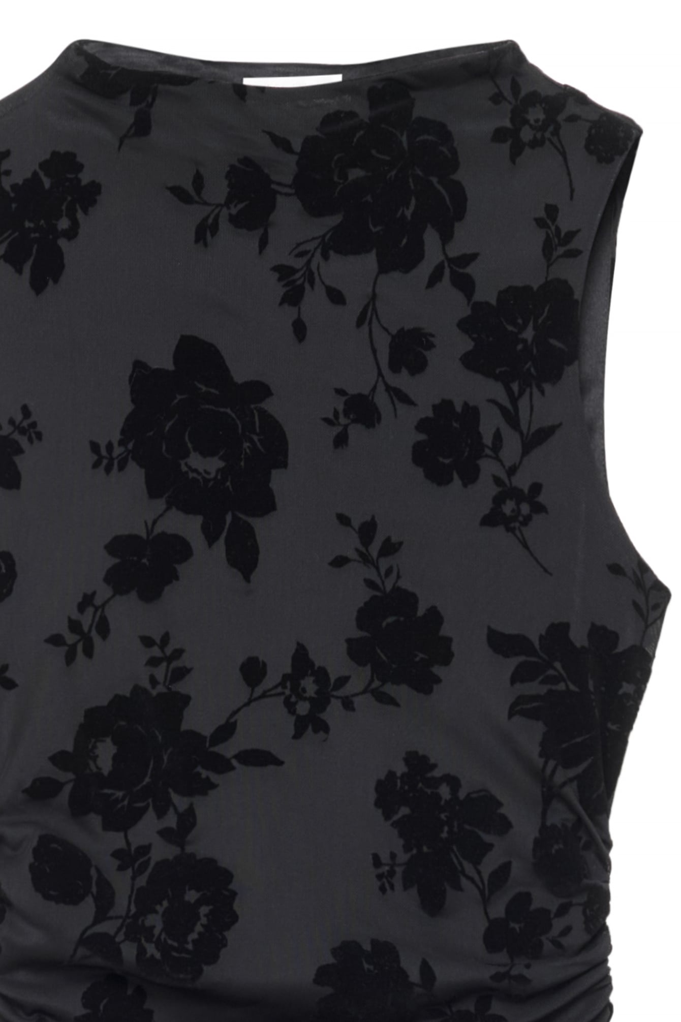 Vestido Largo de Cuello Chimenea Burn Out Negro