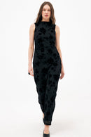 Robe Longue À Col Cheminée Burn Out Noir