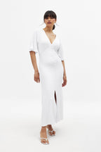 Robe Mi-Longue Boutonnée Blanc