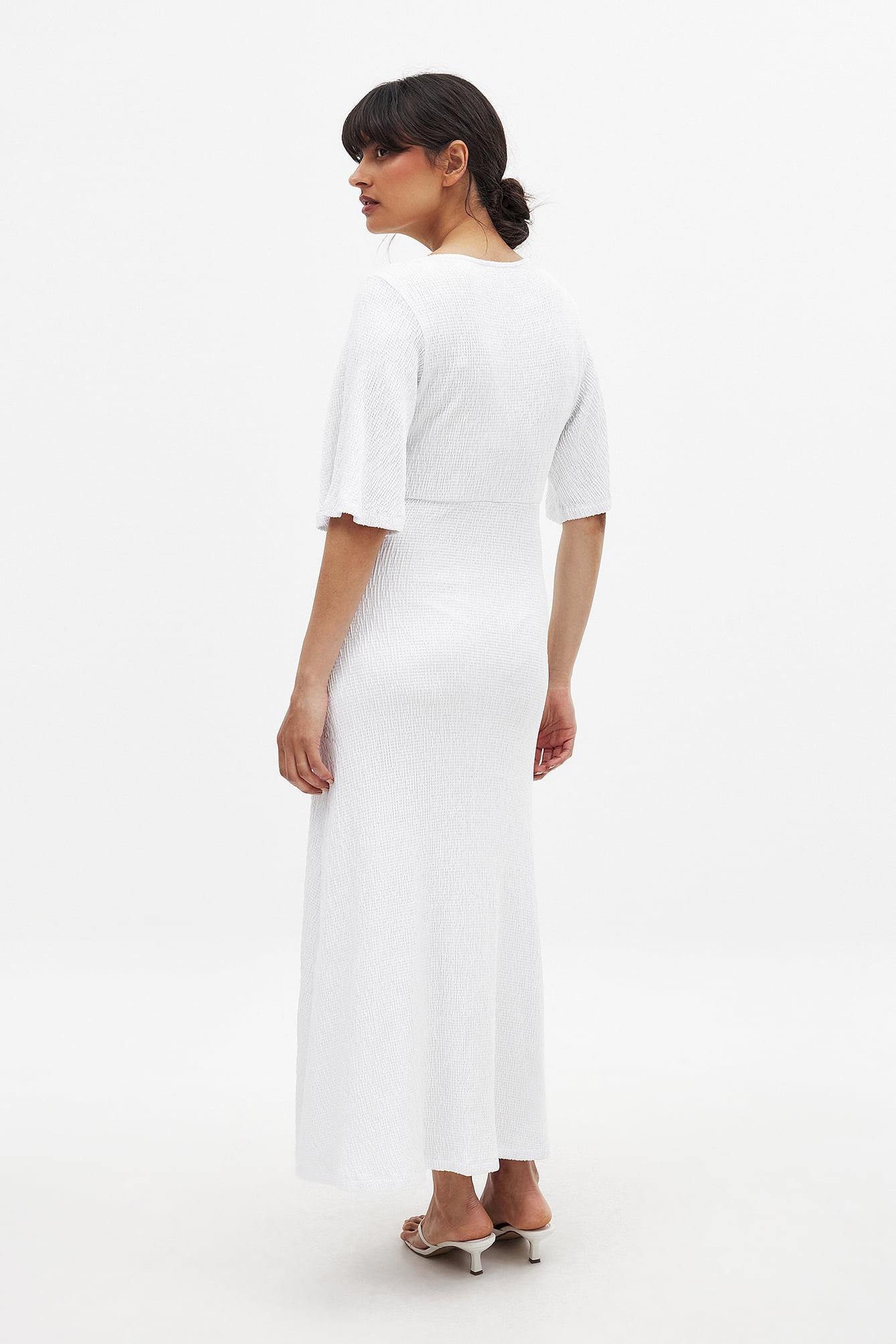 Robe Mi-Longue Boutonnée Blanc