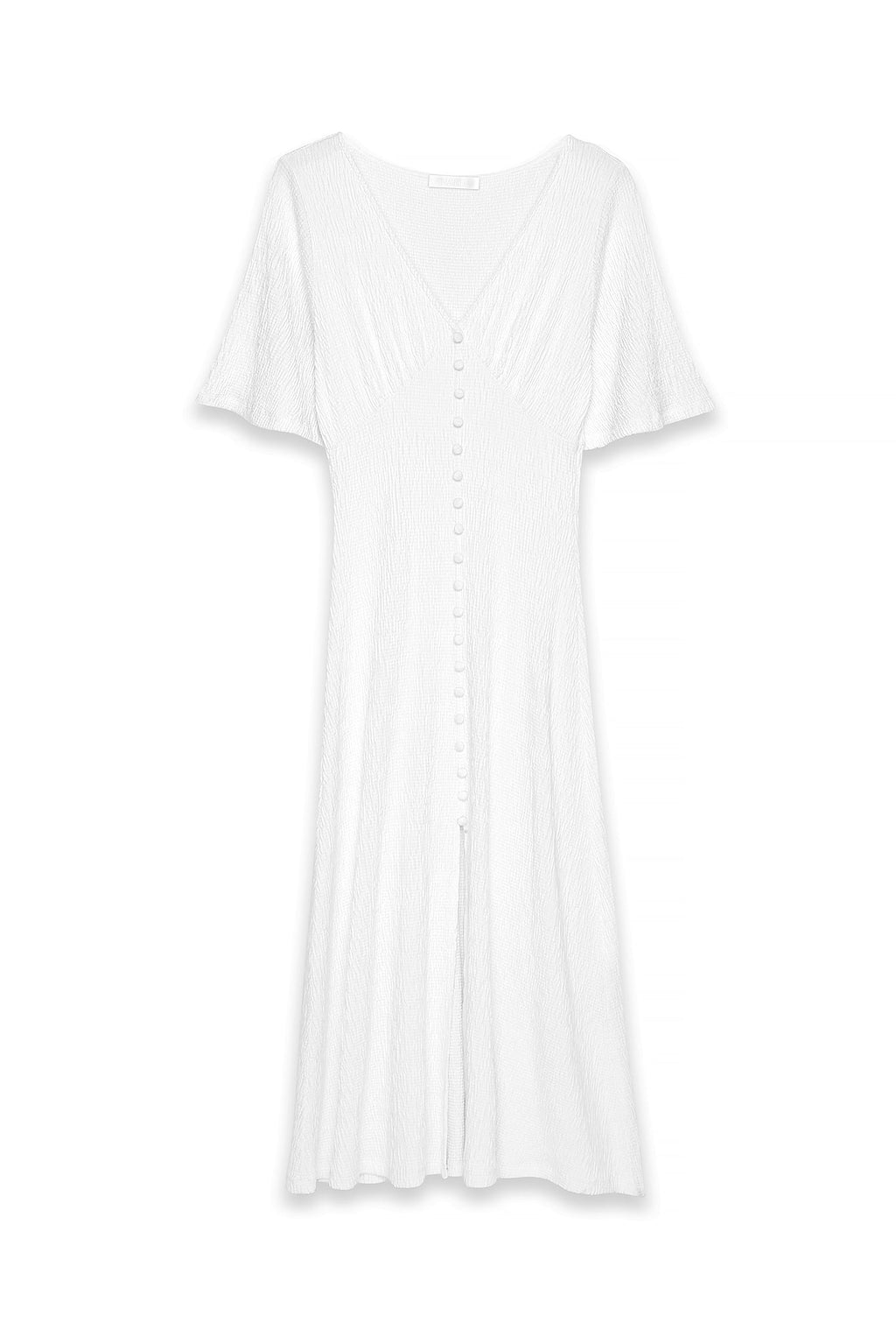 Robe Mi-Longue Boutonnée Blanc