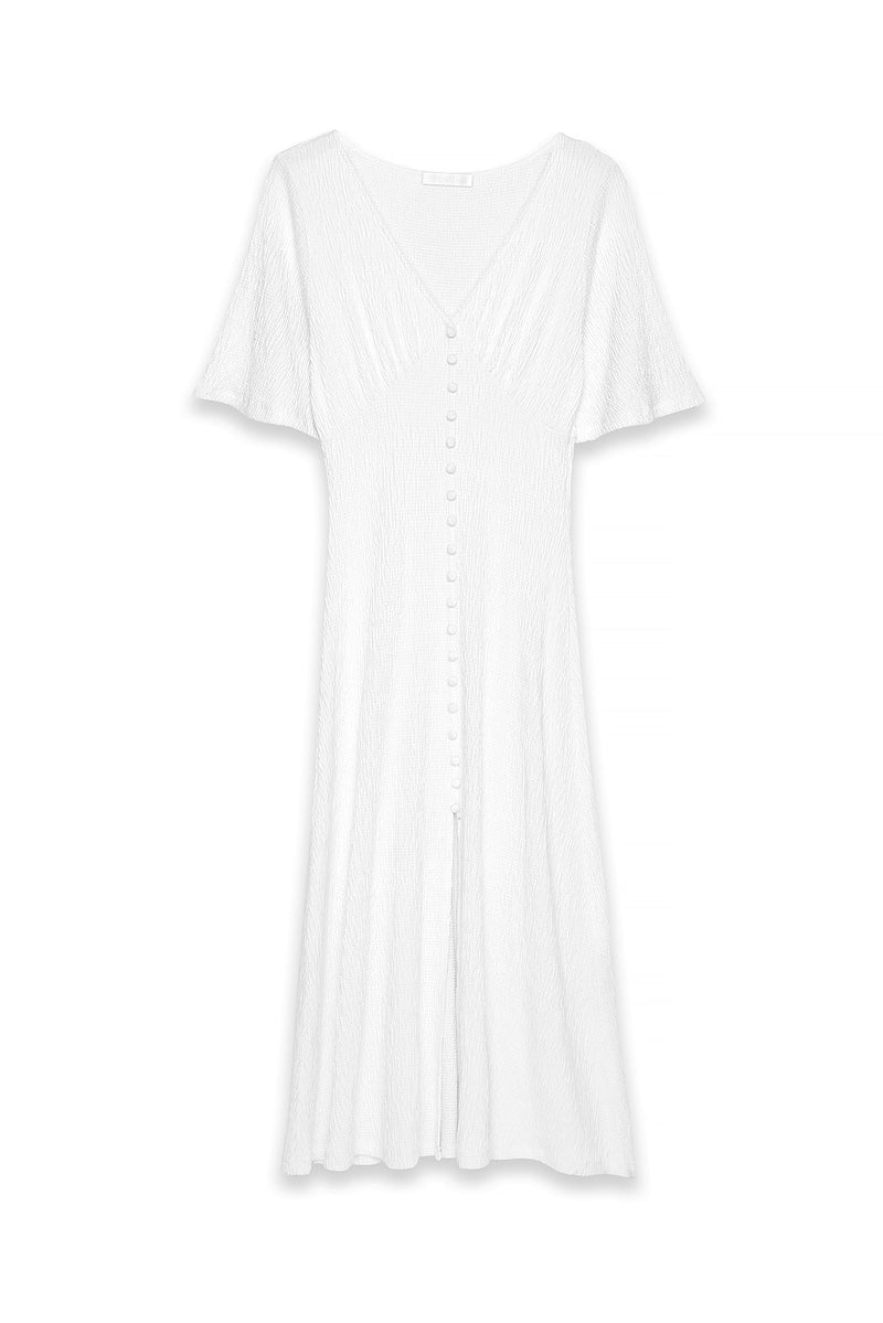 Robe Mi-Longue Boutonnée Blanc