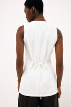 Top Button Down - Blanc