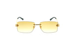 Luxury Eyewear – Occhiali da sole - Bottega Veneta, occhiali da sole rettangolari dorati con lenti gialle, vista frontale