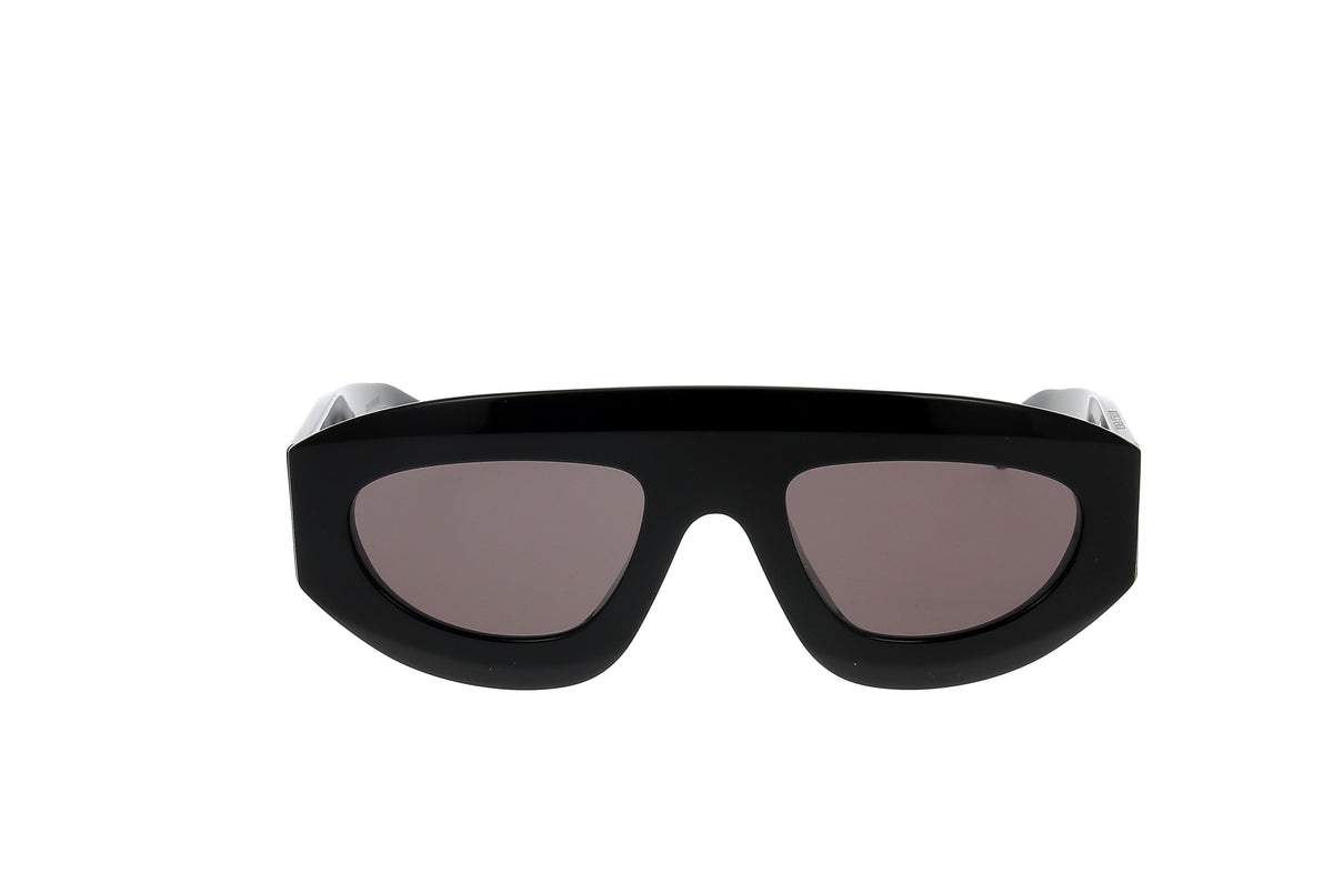 Luksusowe okulary – Okulary przeciwsłoneczne – Bottega Veneta, czarne okulary przeciwsłoneczne, widok z przodu na białym tle