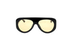Luxury Eyewear – Sunglasses - Bottega Veneta, black sunglasses with yellow lenses, front view