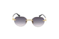 Luxury Eyewear – Lunettes De Soleil - Bottega Veneta, lunettes de soleil rondes, monture dorée et verres dégradés gris, sur fond blanc
