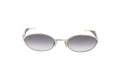 Luxury Eyewear – Sonnenbrille – Bottega Veneta, ovale Sonnenbrille aus silberfarbenem Metall, graue Verlaufsgläser