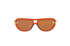 Luxury Eyewear – Sonnenbrillen - Bottega Veneta, Piloten-Sonnenbrille mit orangefarbenem Gestell und braunen Gläsern, Frontansicht