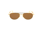Luxury Eyewear – Sunglasses - Bottega Veneta, aviator sunglasses with gold frame and brown lenses, front view