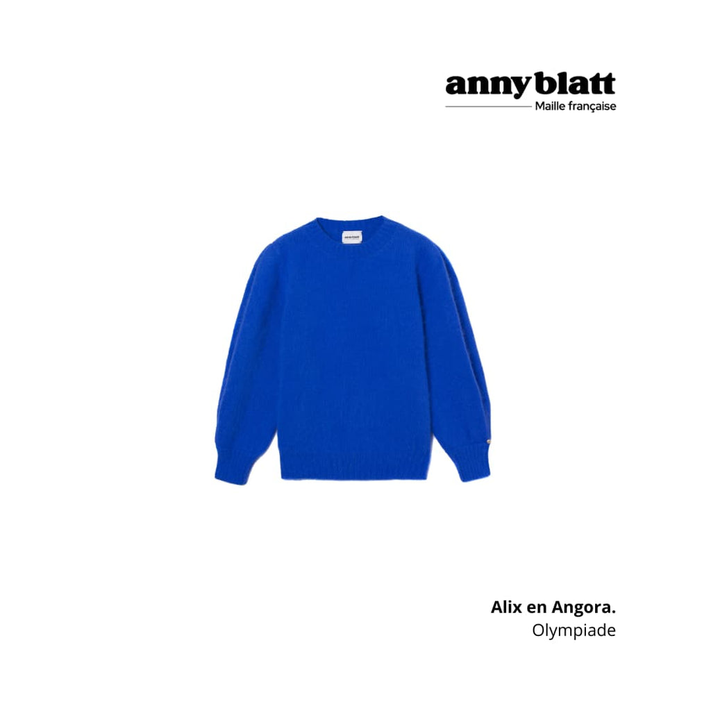 Pull Alix Angora Bleu Olympiade Et Doré.