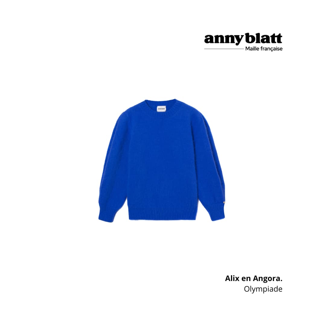 Pull Alix Angora Bleu Olympiade Et Doré.
