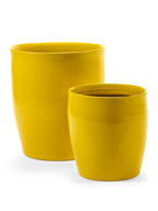 Glazed Shades - Pot De Fleurs - L - Terre Cuite - Jaune Lines