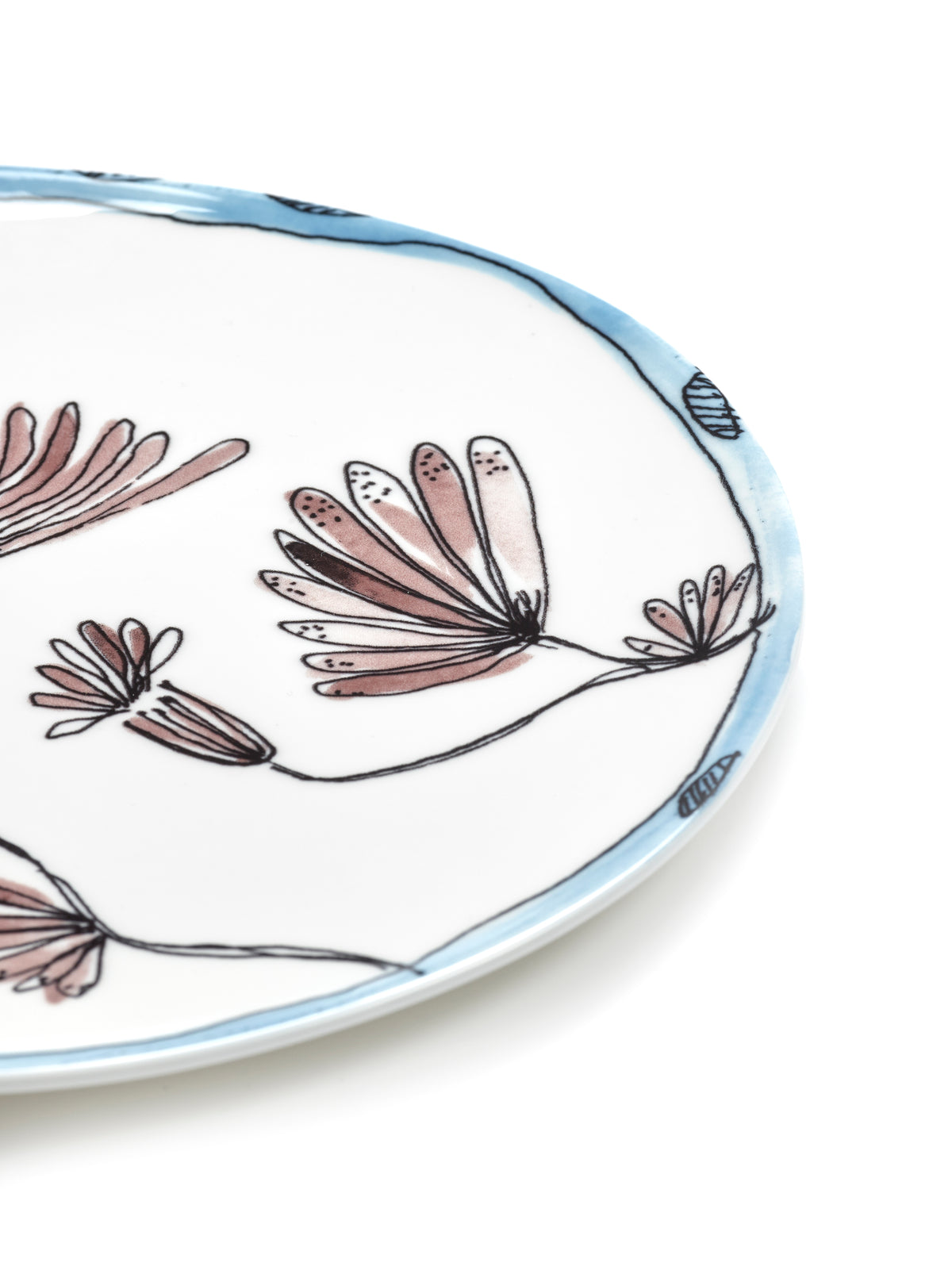 Midnight Flowers - Plat De Service - L - Porcelaine Bone China - Camelia Aubergine