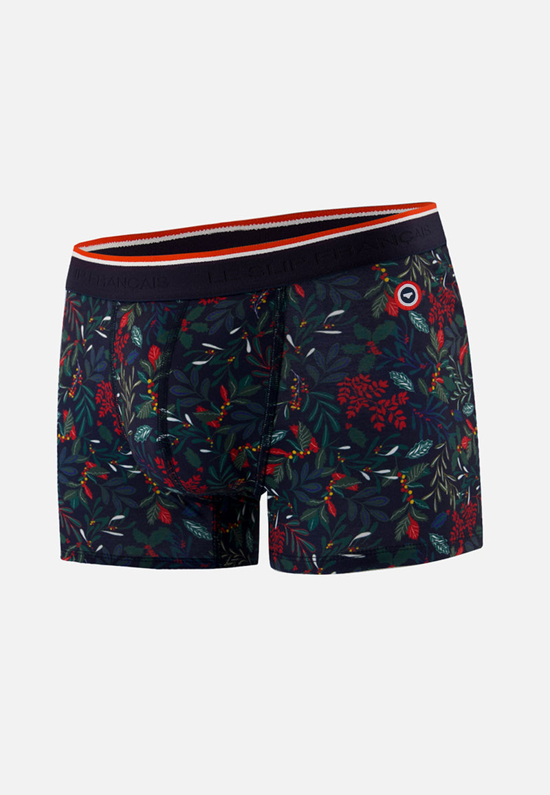 Boxer Bleu Marine Imprimé Houx - Marius Houx Marbre Vert