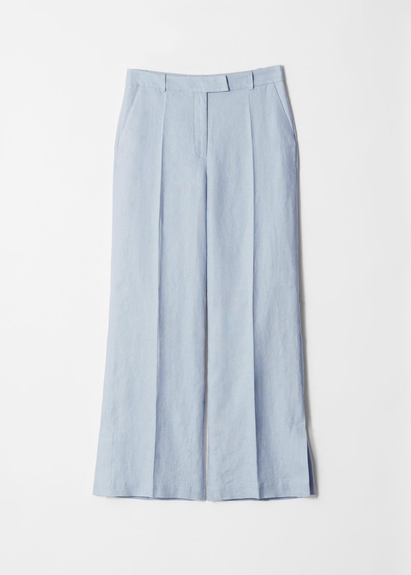 Trousers Es Carly Linen Trousers - Blue - Women