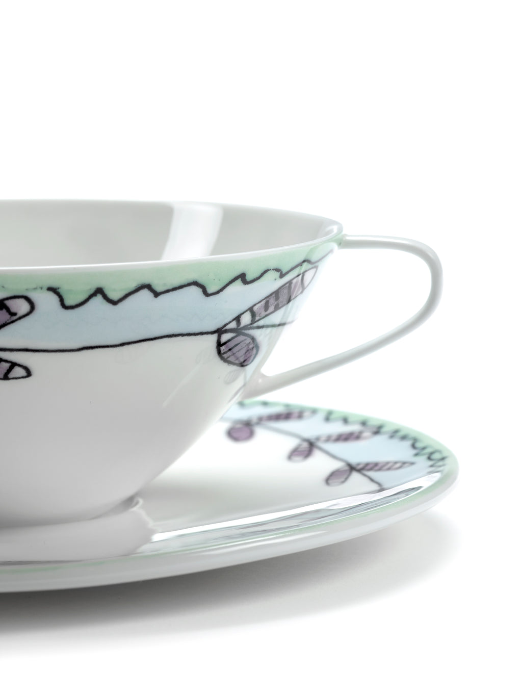 Midnight Flowers - Lot De 2 Tasses À Thé + Soucoupes - Porcelaine Bone China - Blossom Milk