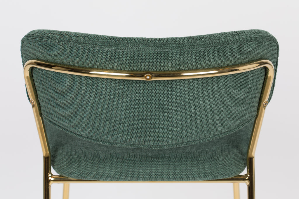 Jolien - Tabouret De Bar & De Comptoir - Tissu - Doré/Vert Foncé