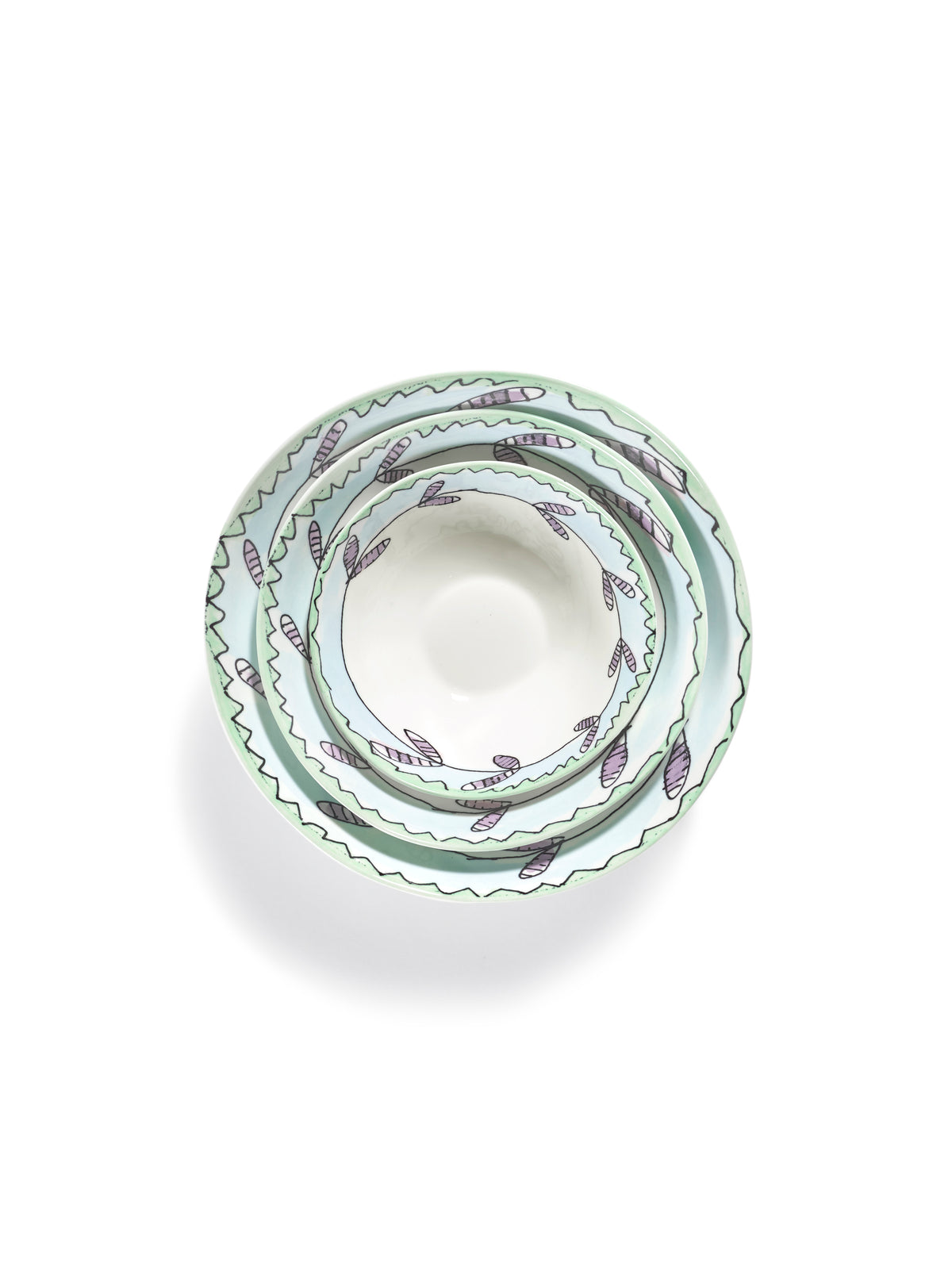 Midnight Flowers - Lot De 2 Bols Bas - L - Porcelaine Bone China - Blossom Milk