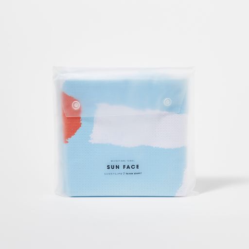 Toalla De Microfibra Sun Face - Estampado Azul Y Blanco