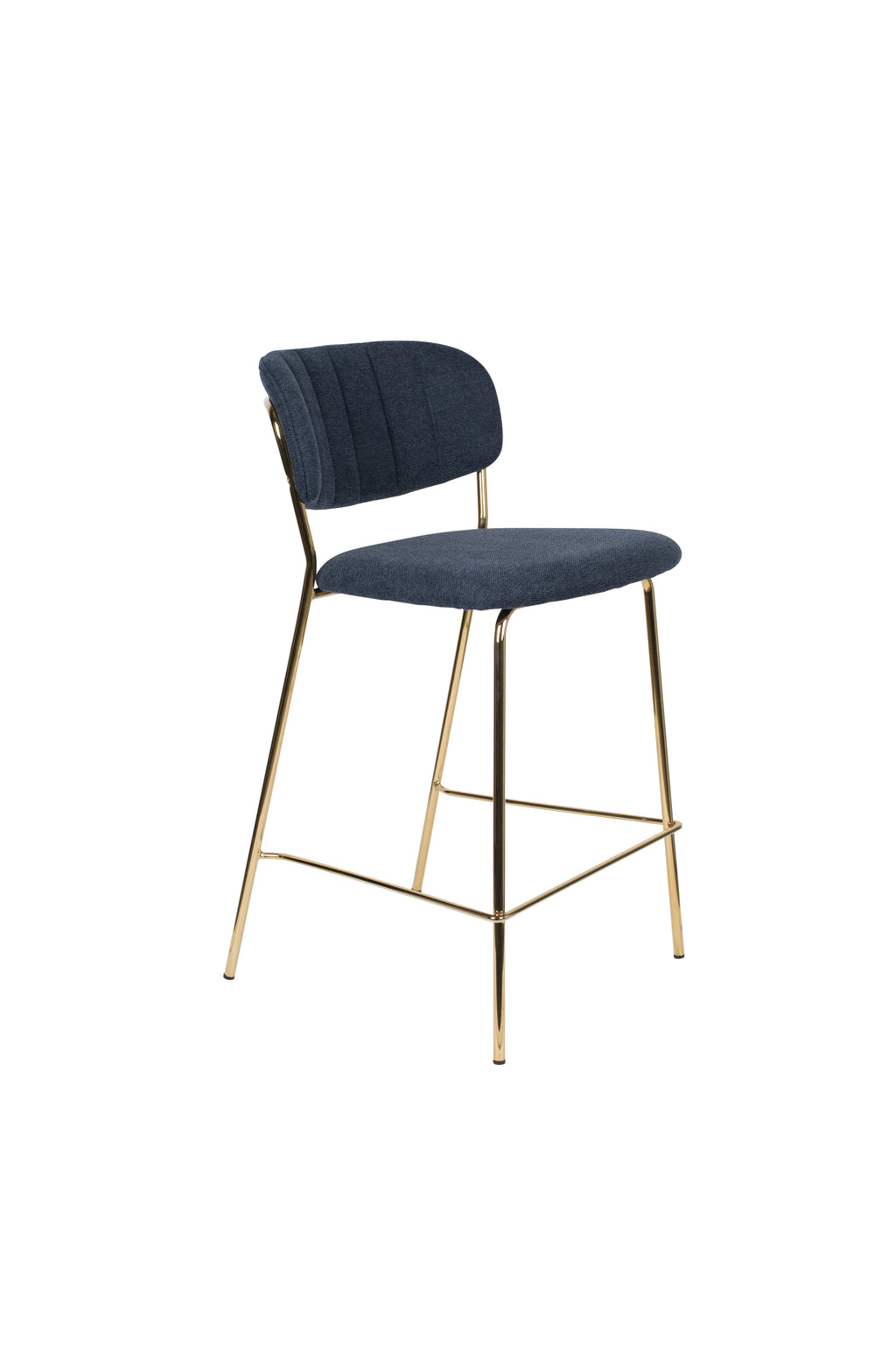 Jolien - Bar & Counter Stool - Fabric - Gold/Dark Blue