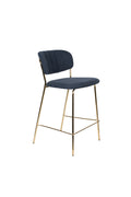 Jolien - Bar & Counter Stool - Fabric - Gold/Dark Blue