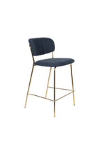 Jolien - Bar & Counter Stool - Fabric - Gold/Dark Blue