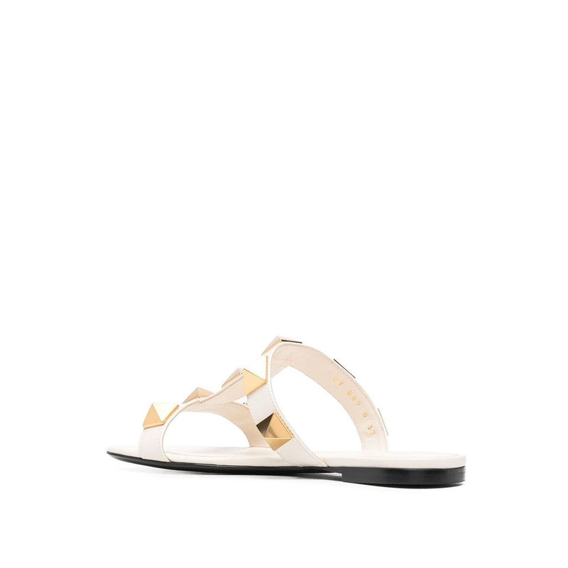 Sandales - Valentino Garavani Roman Stud Leather Flat - Cream
