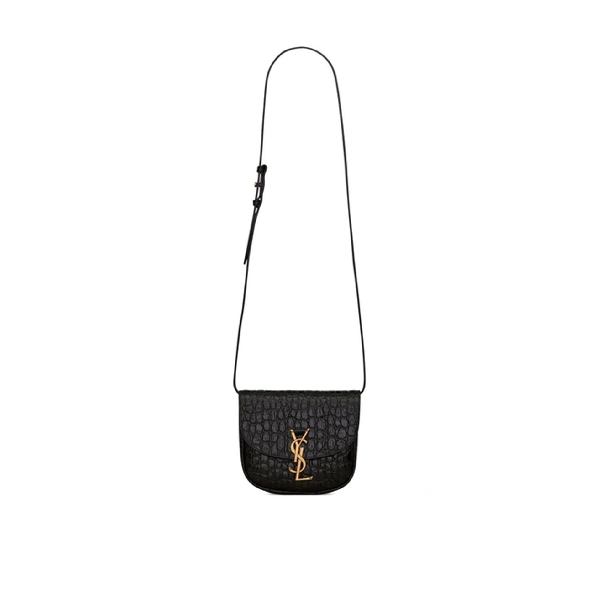 Saint Laurent - Kaia Croco Crossbody Bag - Women - Black