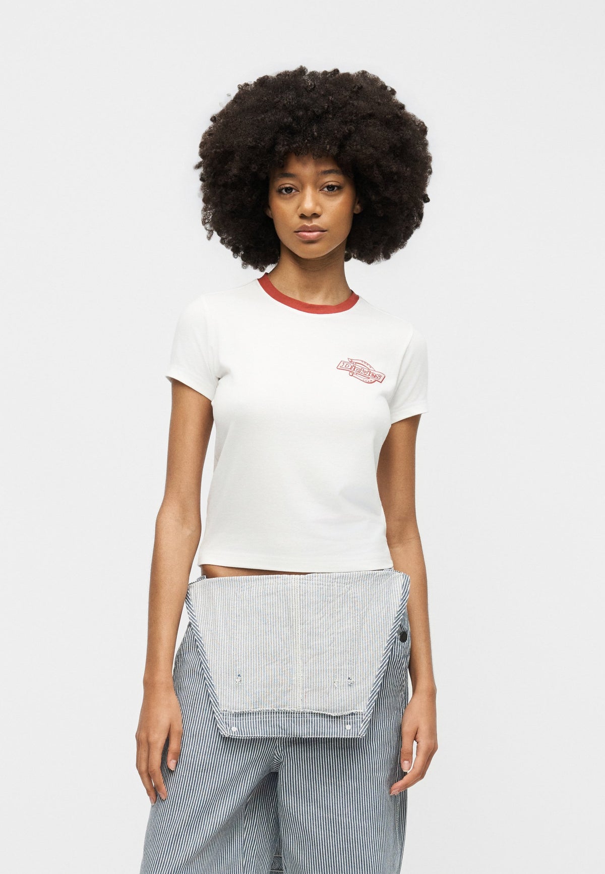 T-shirt con bordi a contrasto donna Plainville - White