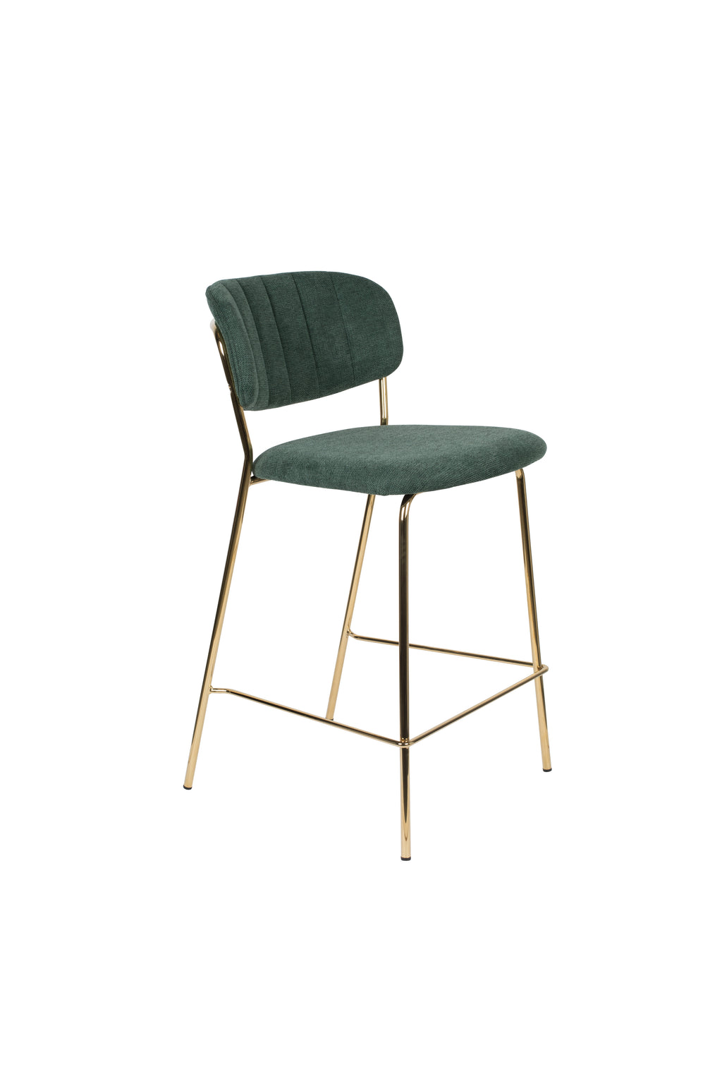 Jolien - Tabouret De Bar & De Comptoir - Tissu - Doré/Vert Foncé