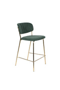Jolien - Tabouret De Bar & De Comptoir - Tissu - Doré/Vert Foncé
