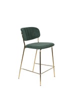 Jolien - Tabouret De Bar & De Comptoir - Tissu - Doré/Vert Foncé