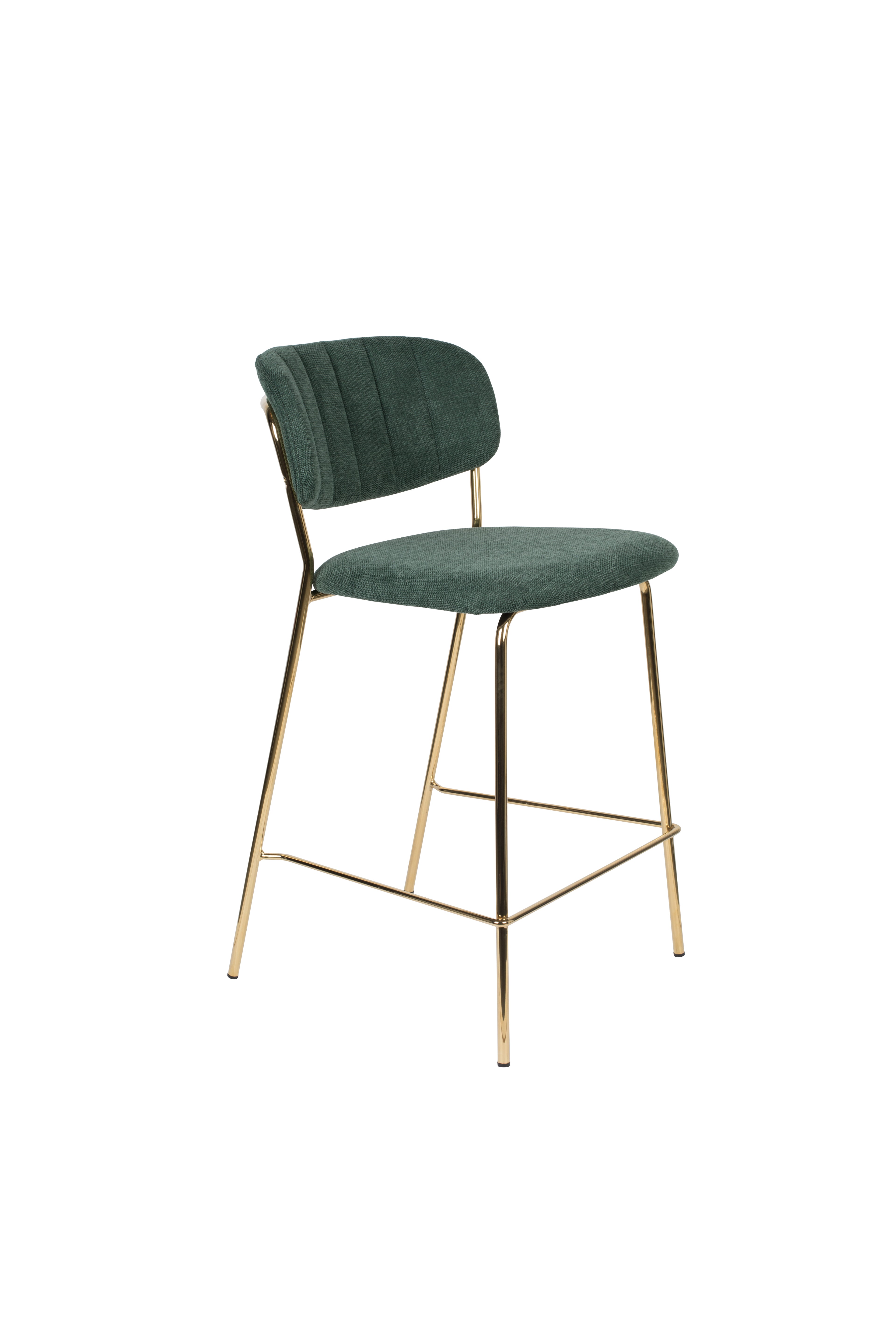 Jolien - Tabouret De Bar & De Comptoir - Tissu - Doré/Vert Foncé