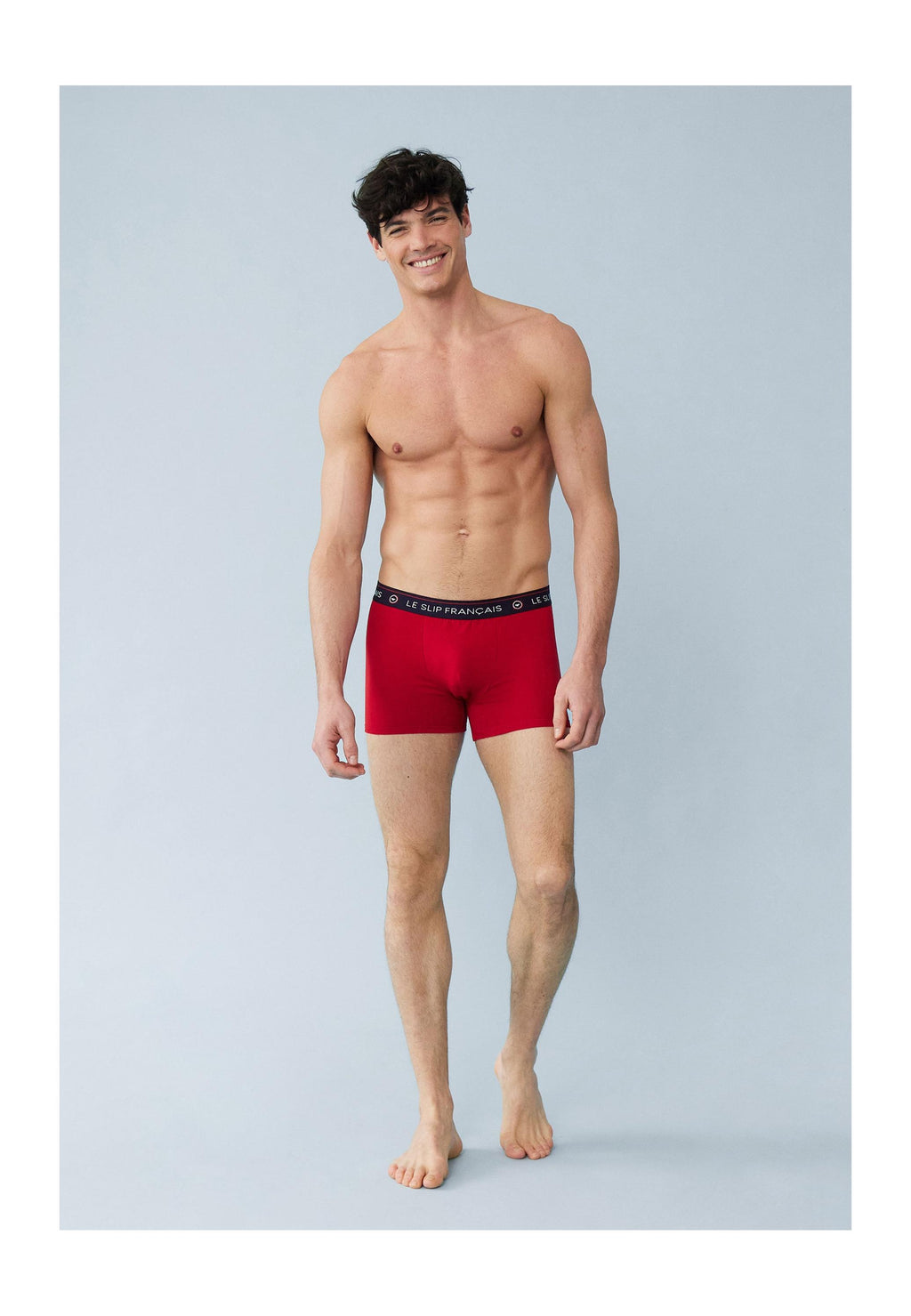 Set Da 5 Boxer In Cotone - Nero Blu Blu Marino Grigio Melange Rosso
