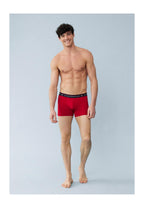 Set Da 5 Boxer In Cotone - Nero Blu Blu Marino Grigio Melange Rosso